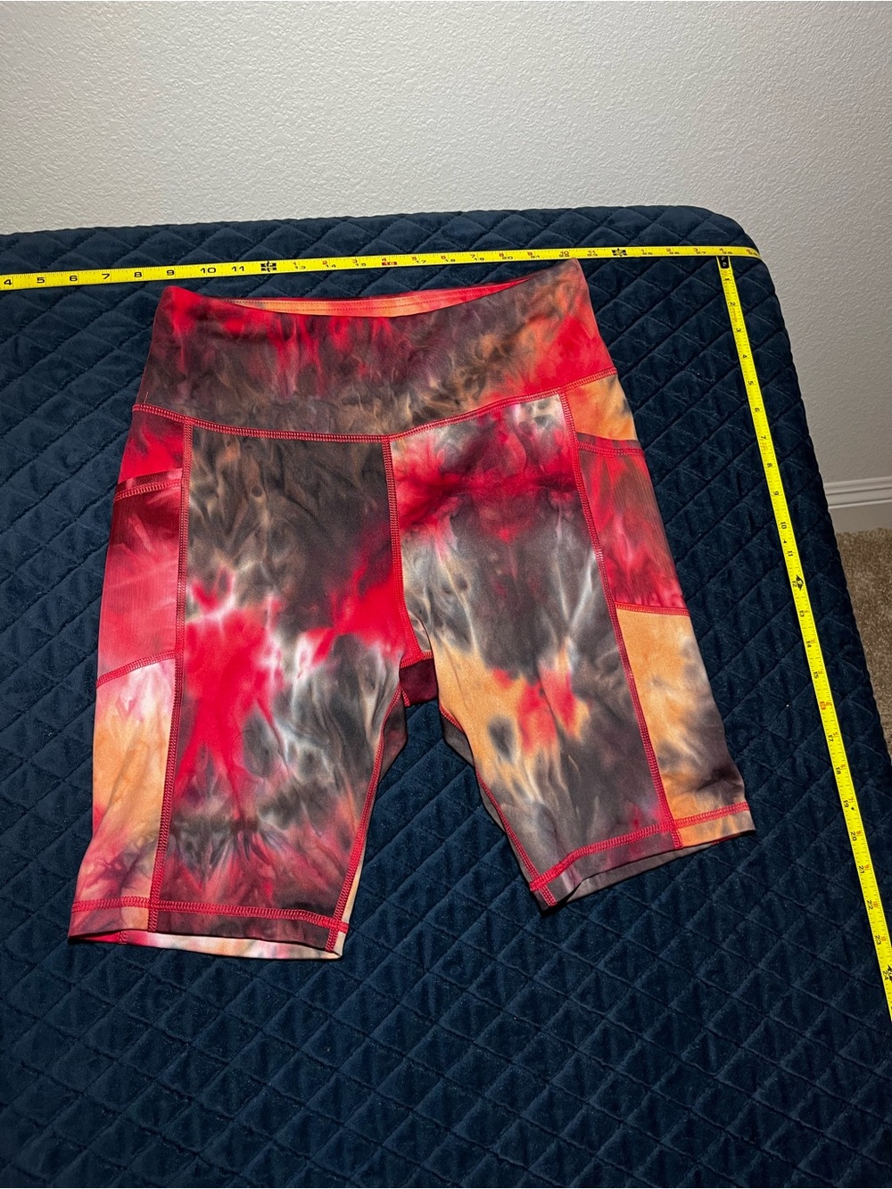 High-Rise Tie-Dye Bike Shorts in Red Multi